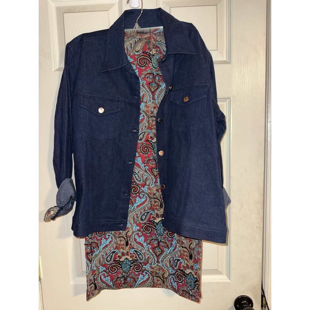 WOMENS DOLCE‎ Apparel Set Beaded Jacket  Sz L With Beaded Paisley Skirt Size M